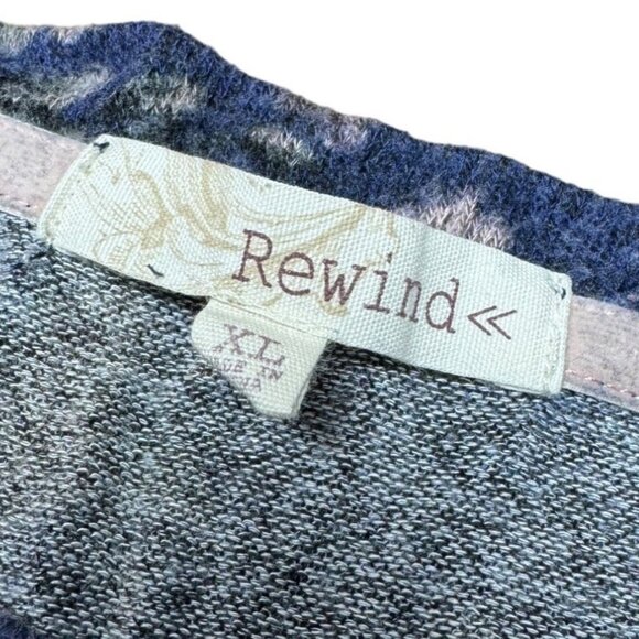 Rewind Womens Floral Peplum Top XL Blue/Red Polyester/Spandex - Picture 3 of 5